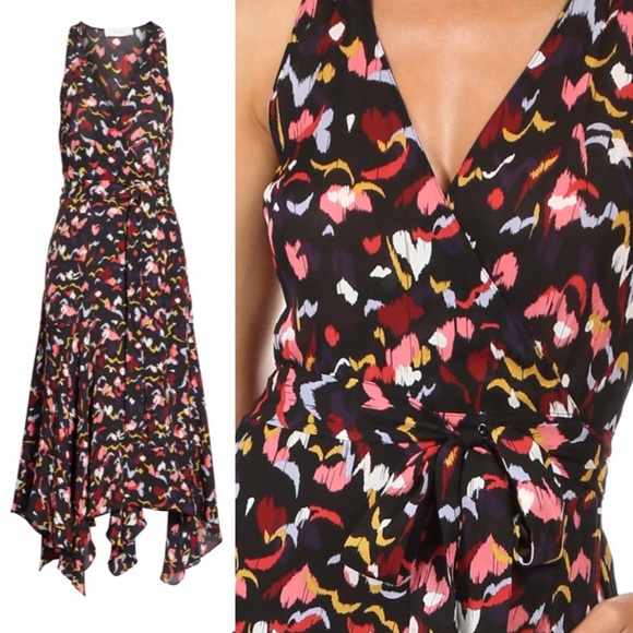 HP π ALC Roslyn Wrap dress silk heart print 4 - Picture 3 of 8